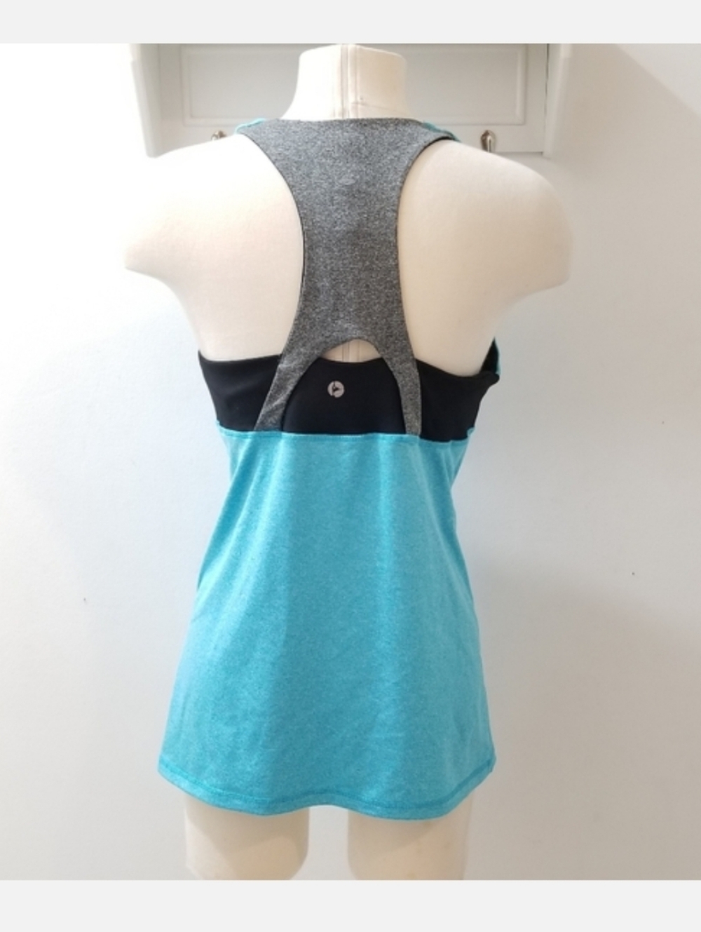 90° Degree Black & Turquoise Halter Racerback Athletic Tank Top Sz M